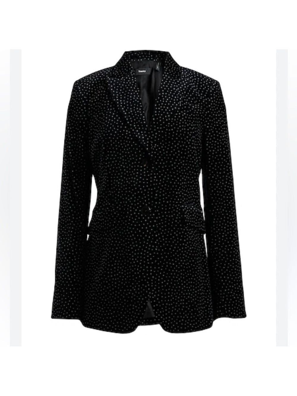 THEORY VELVET MINI POLKADOT SINGLE BREASTED BLAZER SZ 6